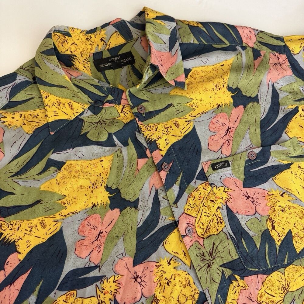 Vintage GUESS by Georges Marciano Hawaiian Bottom Up Floral Shirt Men’s XL